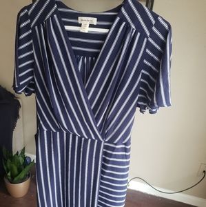 Navy and white striped mini dress